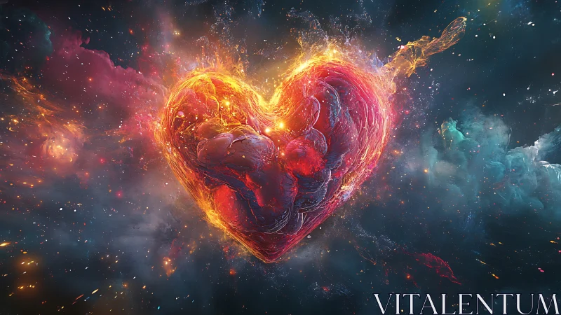 Fiery Heart Ablaze in Cosmic Space with Stellar Particles