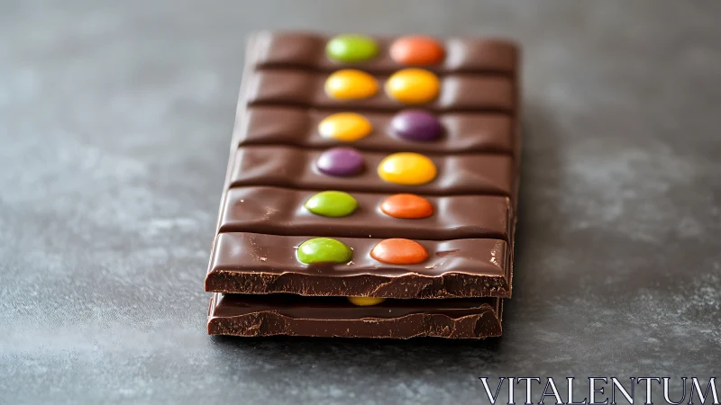 Colorful Candy-Topped Chocolate Bar Sections.