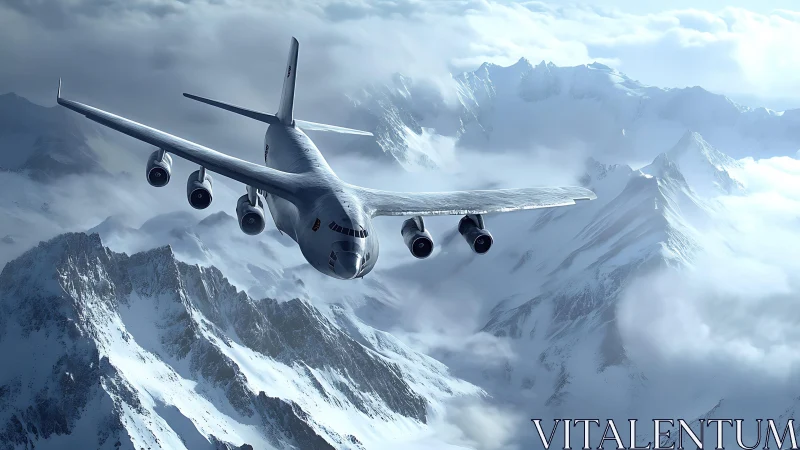 Steel colossus threads frosted peaks in arctic morning hush.