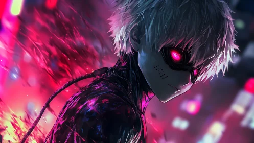 Neon ghoul awakens in glitch-lit midnight alleyways.