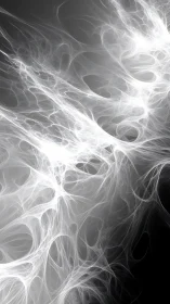 Monochrome fractal filaments forming layered web structure.