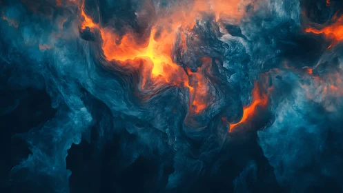 Lava and Ice: Abstract Fluid Collision.