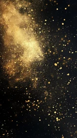 Starlit gold dust erupts across midnight velvet space.