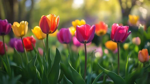 Vibrant Tulip Garden in Spring Bloom.