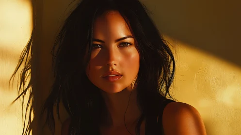 Golden hour portrait with directional side lighting and warm hues.