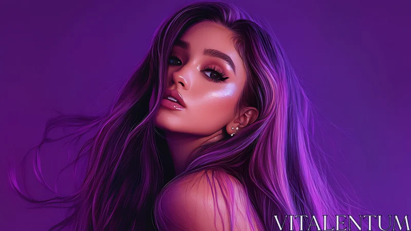 Radiant purple portrait of a confident, glowing young woman.