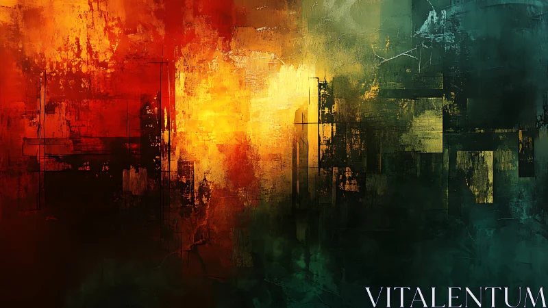 Geometric abstraction in fiery gradient field composition.