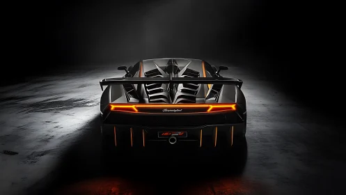 Midnight hypercar ignites shadows with molten neon lines.