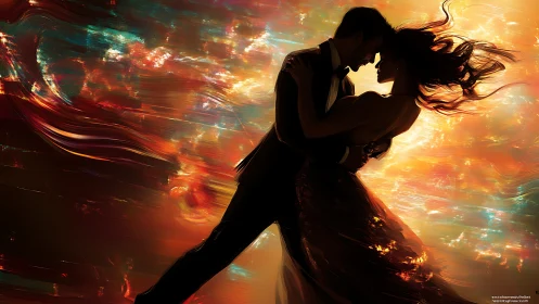 Silhouetted Figures with Dynamic Light Effects.