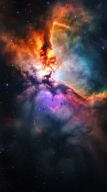 Radiant multicolor nebula cloud rendered in high-detail digital art