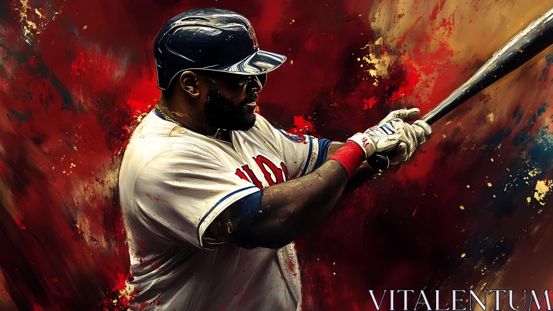 Crimson storms whirl as the power hitter ignites his swing