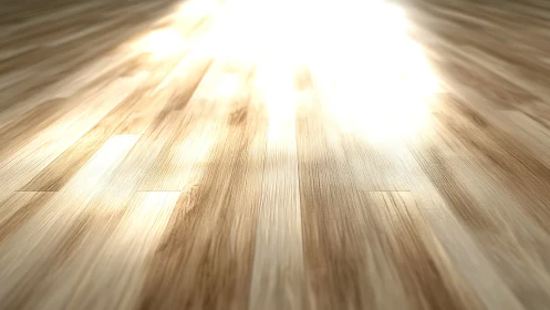 Sunlit wooden floor surface with strong directional glare