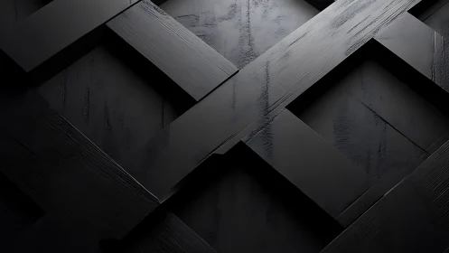 Layered black geometric panels create minimalist depth.