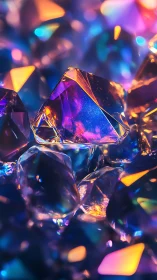 Prismatic crystal cluster under spectral bokeh illumination.