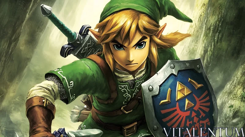 Armored fantasy swordsman charges forward with cel-shaded lighting