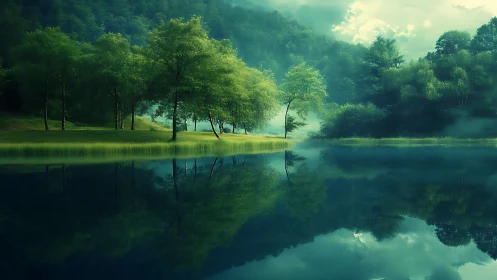 Emerald mirrorglade morning wrapped in hush and waterlight.