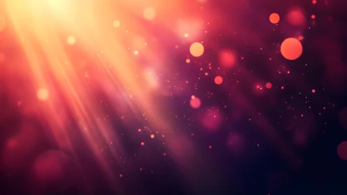 Glowing Abstract Light Rays and Bokeh in Warm Tones Digital Art.