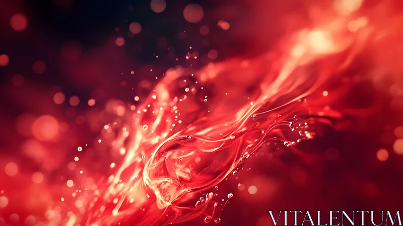 Dynamic Red Abstract Liquid Swirl with Glowing Highlights.