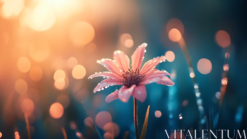 Backlit macro flower rendered with shallow depth of field bokeh