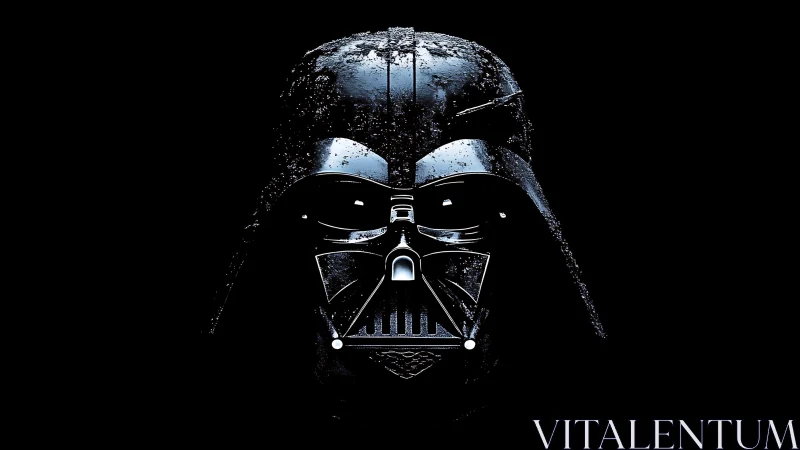 Glossy black sci fi respirator helmet under dramatic key light