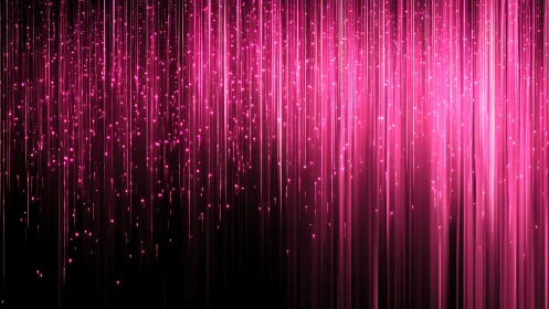 Neon pink light rain drifting softly through the dark.