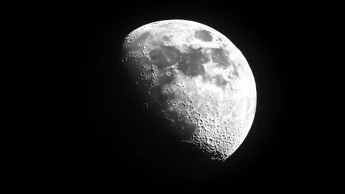 High-contrast lunar crescent revealing detailed craters.