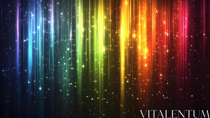 Vibrant Rainbow Light Streaks Abstract Digital Art Background.