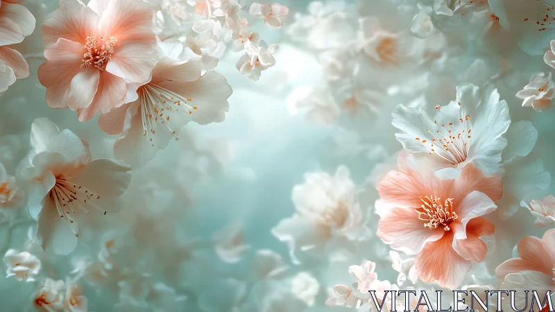 Dreamy Blossoms in Soft Coral and White.