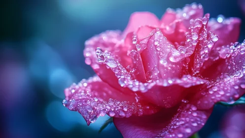 Dewlit pink rose performs a glittering dawnlight solo