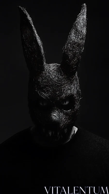 Shadowy rabbit mask invites a playful shiver of mystery.