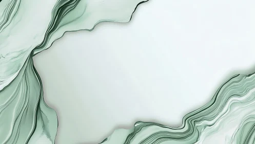 Muted green fluid abstract with central negative space.