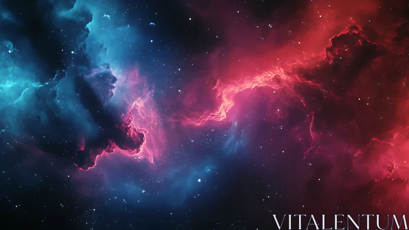 Bipolar nebula clouds in cyan and magenta cosmic contrast.