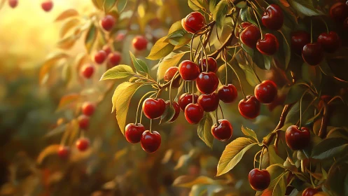 Sunlit cherry branches promise a warm, late-summer harvest
