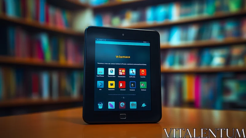 Digital Portal Glows Within Library's Embrace: Tablet Beckons Exploration