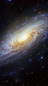 Spiral galaxy core blazing with dust lanes and starfield.