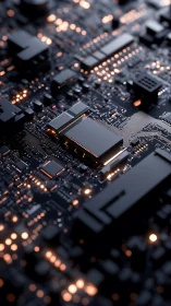 Microchip boulevards glow like a midnight electric city