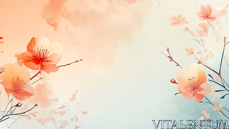 Blush blossom whispers drifting across a pastel sky.