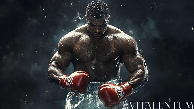 Professional Boxer in Fighting Stance: Hyperrealistic Digital Portrait Study