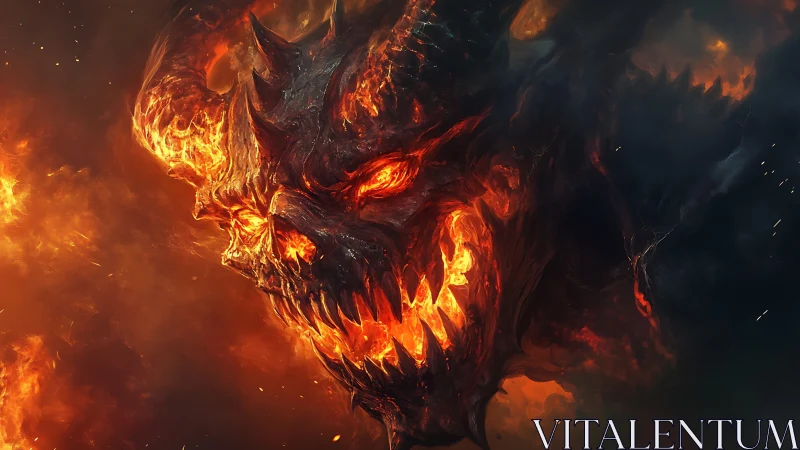 Infernal horned demon portrait in dynamic digital painting.