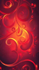 Radiant red-gold ornamental swirls on dark gradient field