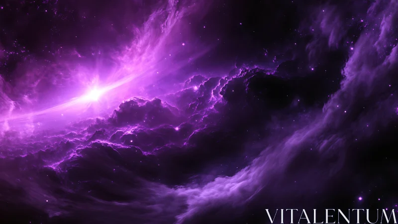 Luminescent violet nebula with radiant stellar core glow.