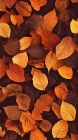 Overhead arrangement of brown and orange autumn leaves.