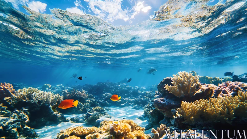 Bright coral reef shimmers under sunlit tropical shallows