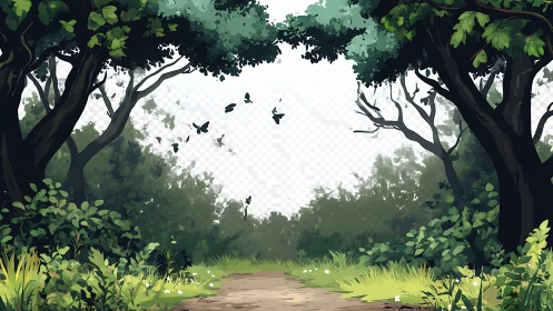 Forest Path: Verdant Canopy Opens Sky Vista.