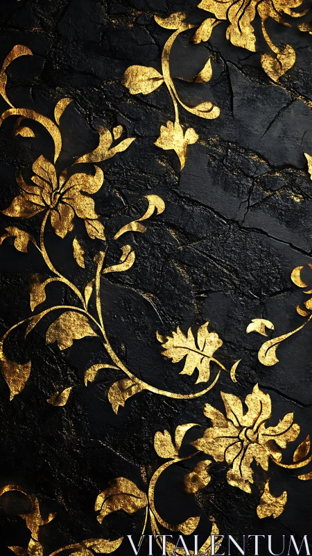 Gilded floral scrollwork blazing over dark stone night.