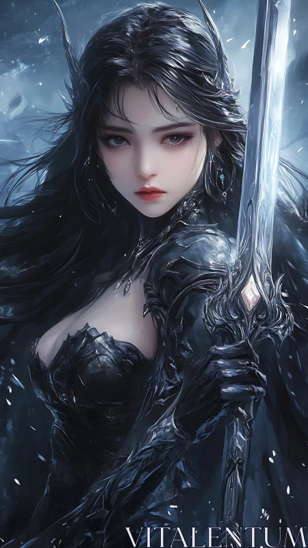 Nocturnal bladewitch in obsidian plate amid glacial updrafts.