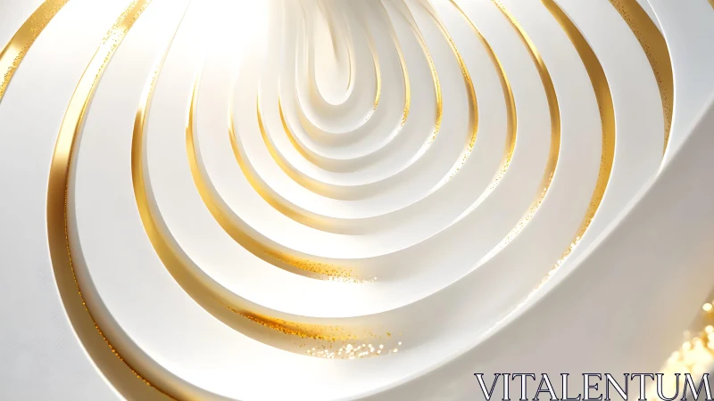Elegant Abstract Spiral with Gold and White Modern Design.