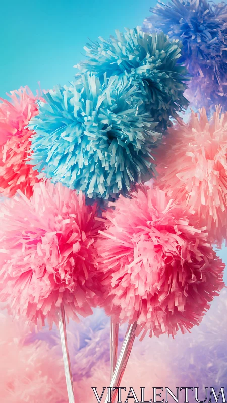 Chromatic Pom-Pom Florals: Volumetric Gradient Composition.
