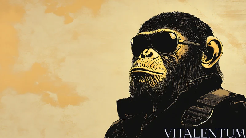 Cool sunglasses chimp ready for an offbeat urban adventure.
