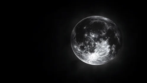 High-contrast lunar sphere in deep negative space composition.